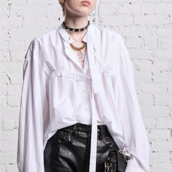 R14 belted Button-Up Shirt - Picture 1 of 7